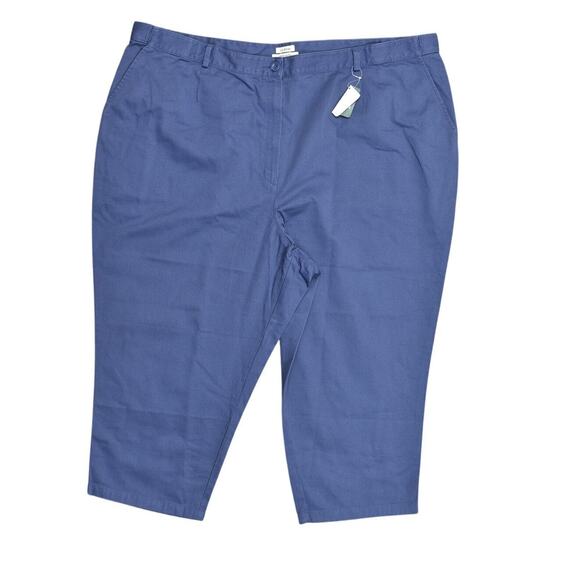 NEW L.L. Bean Women's Plus 26W Blue Capri Chino Original Fit Stretch Waist - Picture 1 of 8